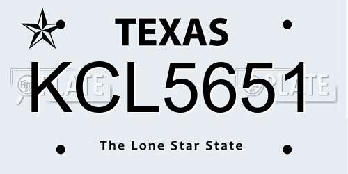 KCL5651 Texas License Plate