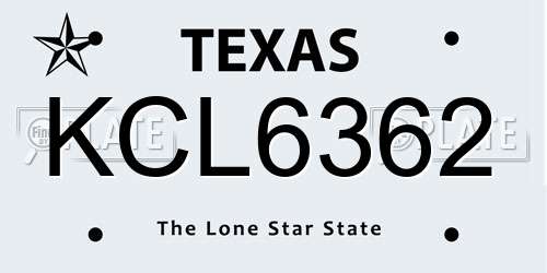 KCL6362 Texas License Plate
