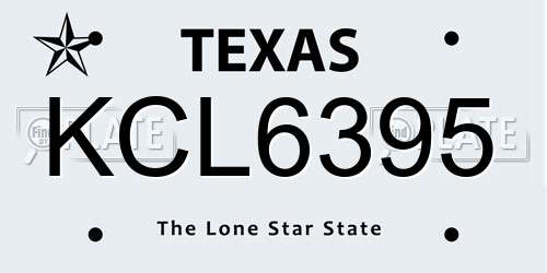 KCL6395 Texas License Plate