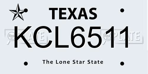 KCL6511 Texas License Plate