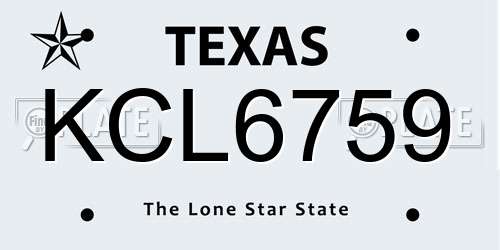 KCL6759 Texas License Plate
