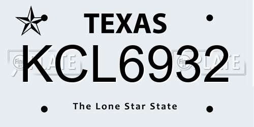 KCL6932 Texas License Plate