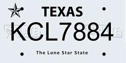 KCL7884 Texas License Plate
