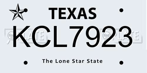 KCL7923 Texas License Plate
