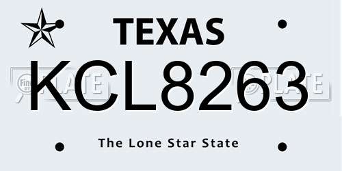 KCL8263 Texas License Plate