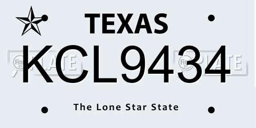 KCL9434 Texas License Plate