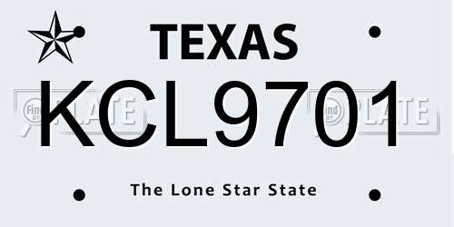 KCL9701 Texas License Plate