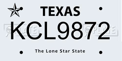 KCL9872 Texas License Plate