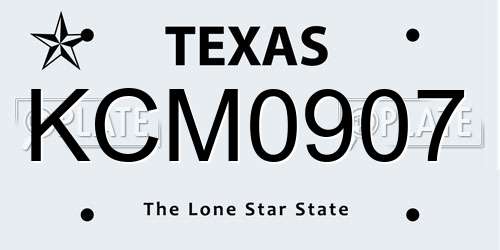 KCM0907 Texas License Plate