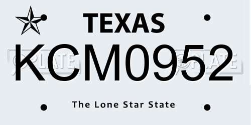 KCM0952 Texas License Plate