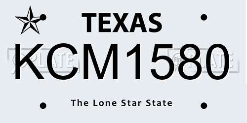 KCM1580 Texas License Plate