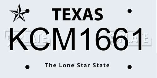 KCM1661 Texas License Plate
