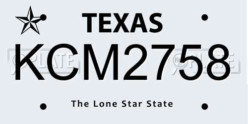 KCM2758 Texas License Plate