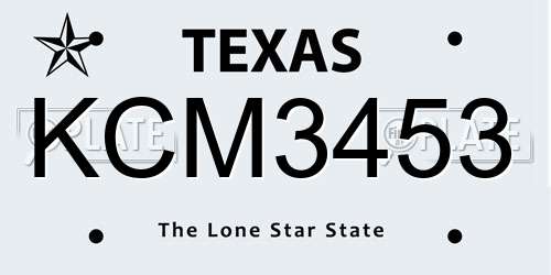 KCM3453 Texas License Plate