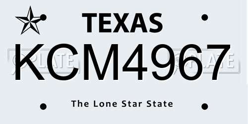 KCM4967 Texas License Plate