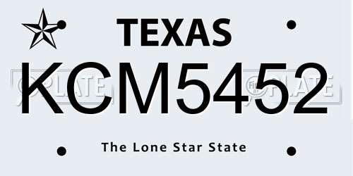 KCM5452 Texas License Plate