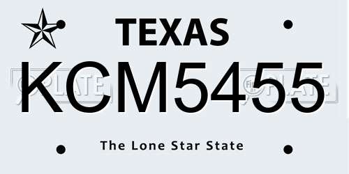 KCM5455 Texas License Plate
