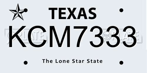 KCM7333 Texas License Plate