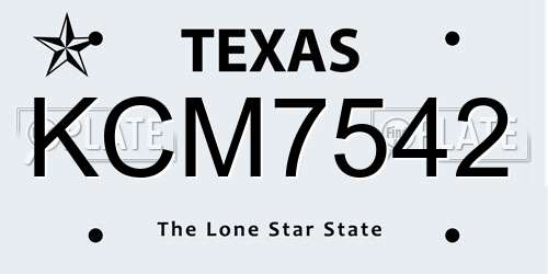 KCM7542 Texas License Plate