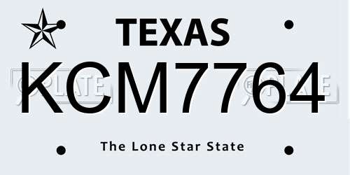 KCM7764 Texas License Plate