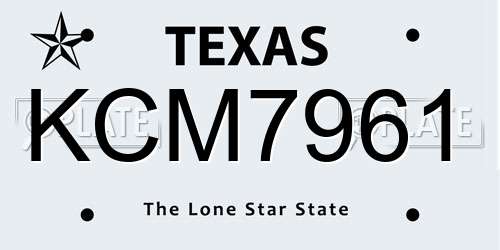 KCM7961 Texas License Plate