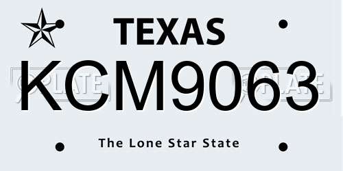 KCM9063 Texas License Plate