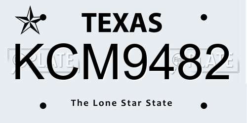 KCM9482 Texas License Plate