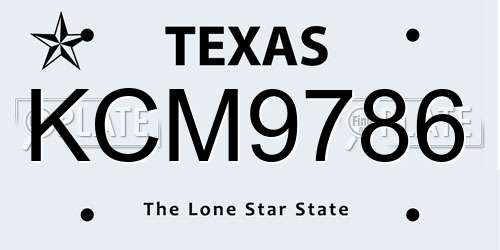 KCM9786 Texas License Plate