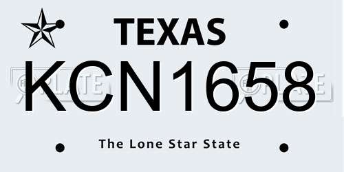 KCN1658 Texas License Plate