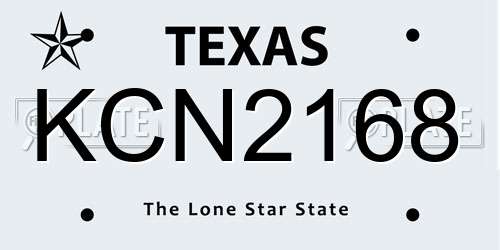 KCN2168 Texas License Plate