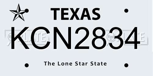 KCN2834 Texas License Plate