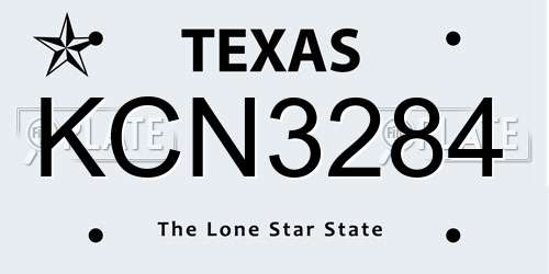 KCN3284 Texas License Plate