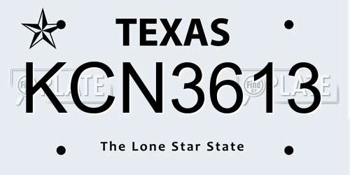 KCN3613 Texas License Plate