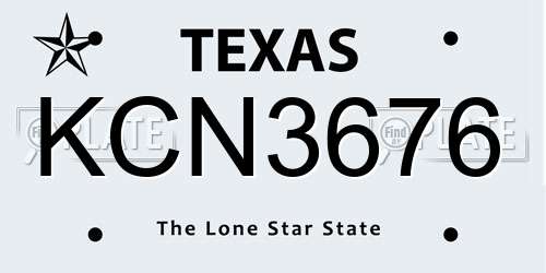 KCN3676 Texas License Plate