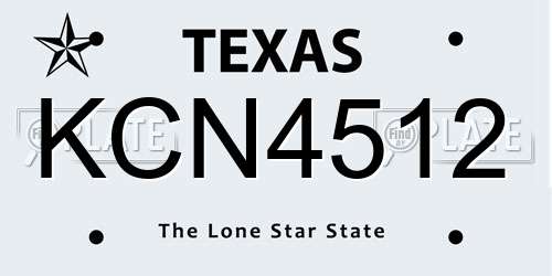 KCN4512 Texas License Plate