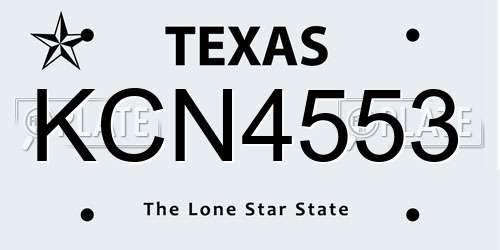 KCN4553 Texas License Plate