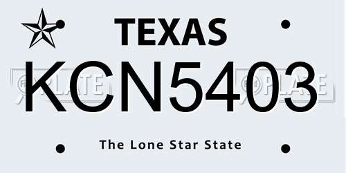 KCN5403 Texas License Plate