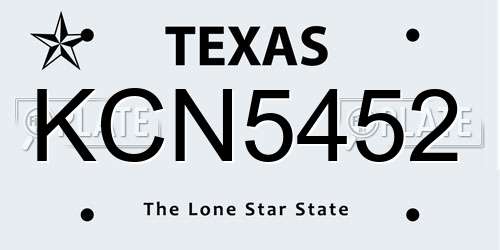 KCN5452 Texas License Plate