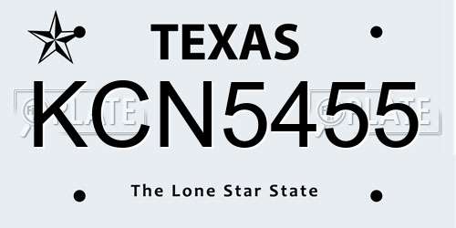 KCN5455 Texas License Plate