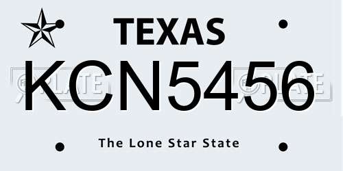 KCN5456 Texas License Plate