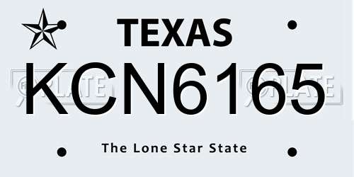 KCN6165 Texas License Plate