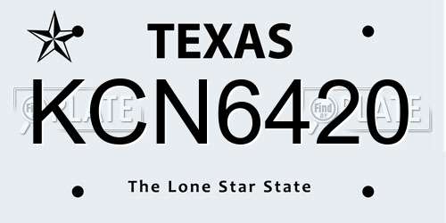 KCN6420 Texas License Plate