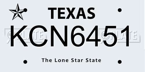 KCN6451 Texas License Plate