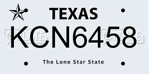 KCN6458 Texas License Plate