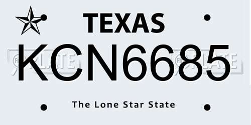 KCN6685 Texas License Plate