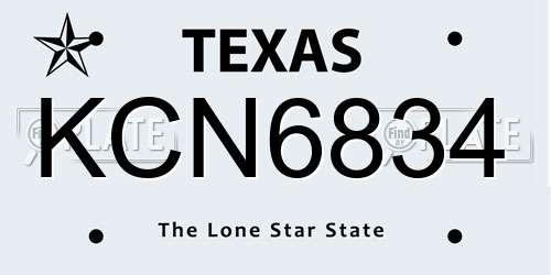 KCN6834 Texas License Plate