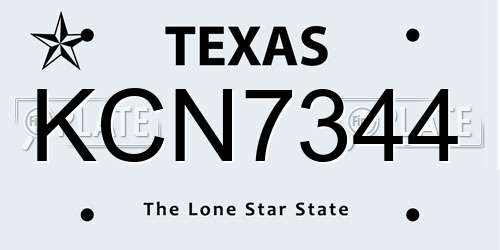 KCN7344 Texas License Plate