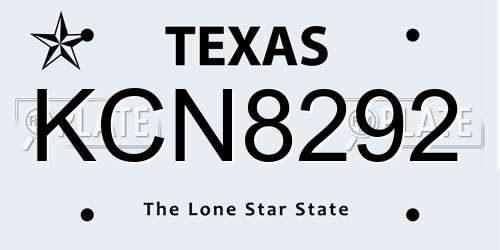 KCN8292 Texas License Plate