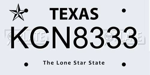 KCN8333 Texas License Plate
