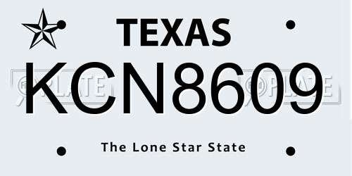 KCN8609 Texas License Plate